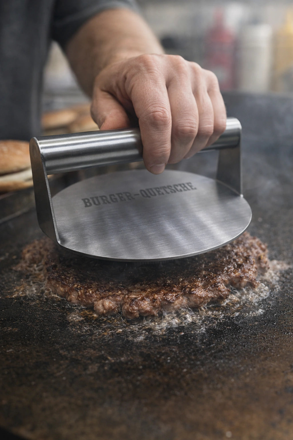 Burger-Quetsche Burgerpresse aus Edelstahl – Smash Burger Presse für Grill & Plancha