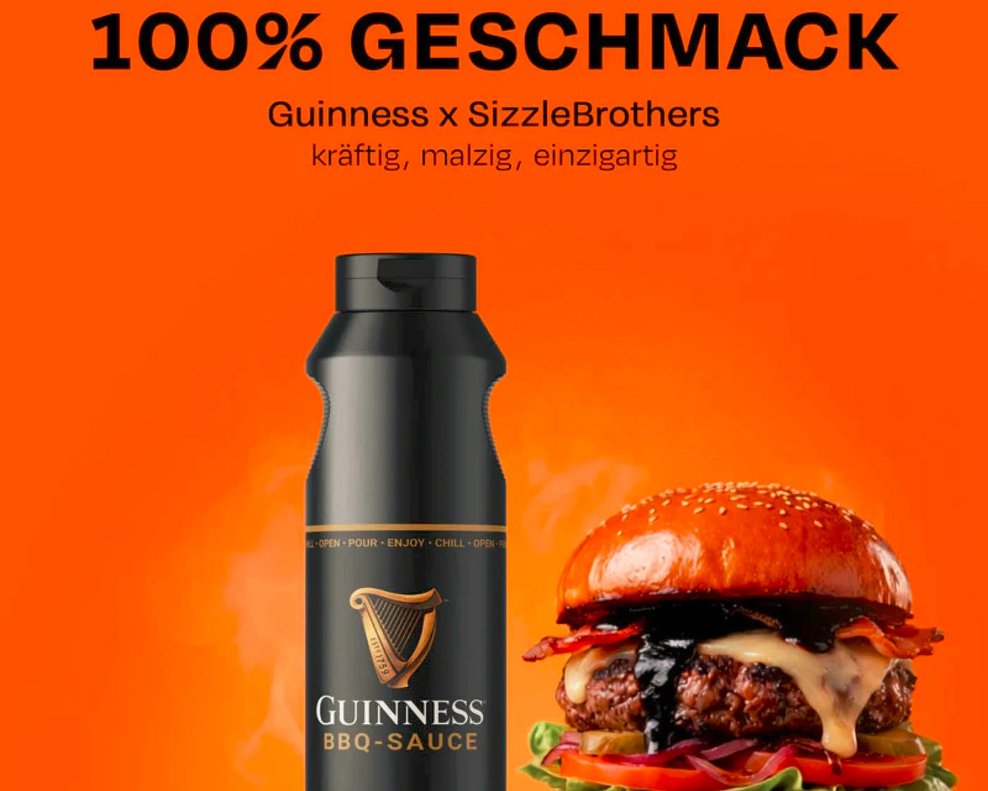 Flasche neben einem leckeren Hamburger