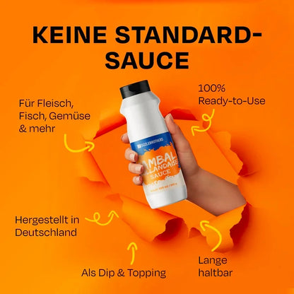 Flasche liegt in der Hand und es werden Vorteile aufgezählt