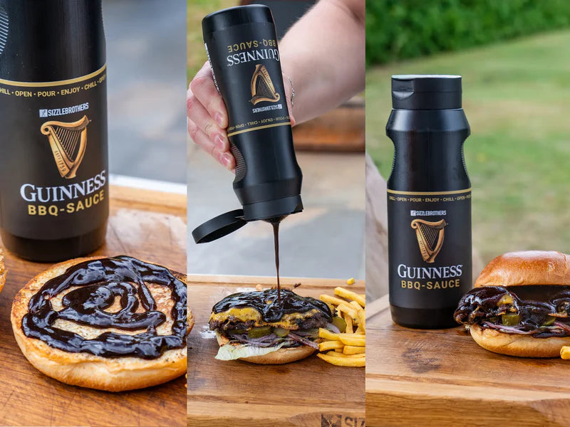 Saucen auf dem Tisch neben einem Hamburger